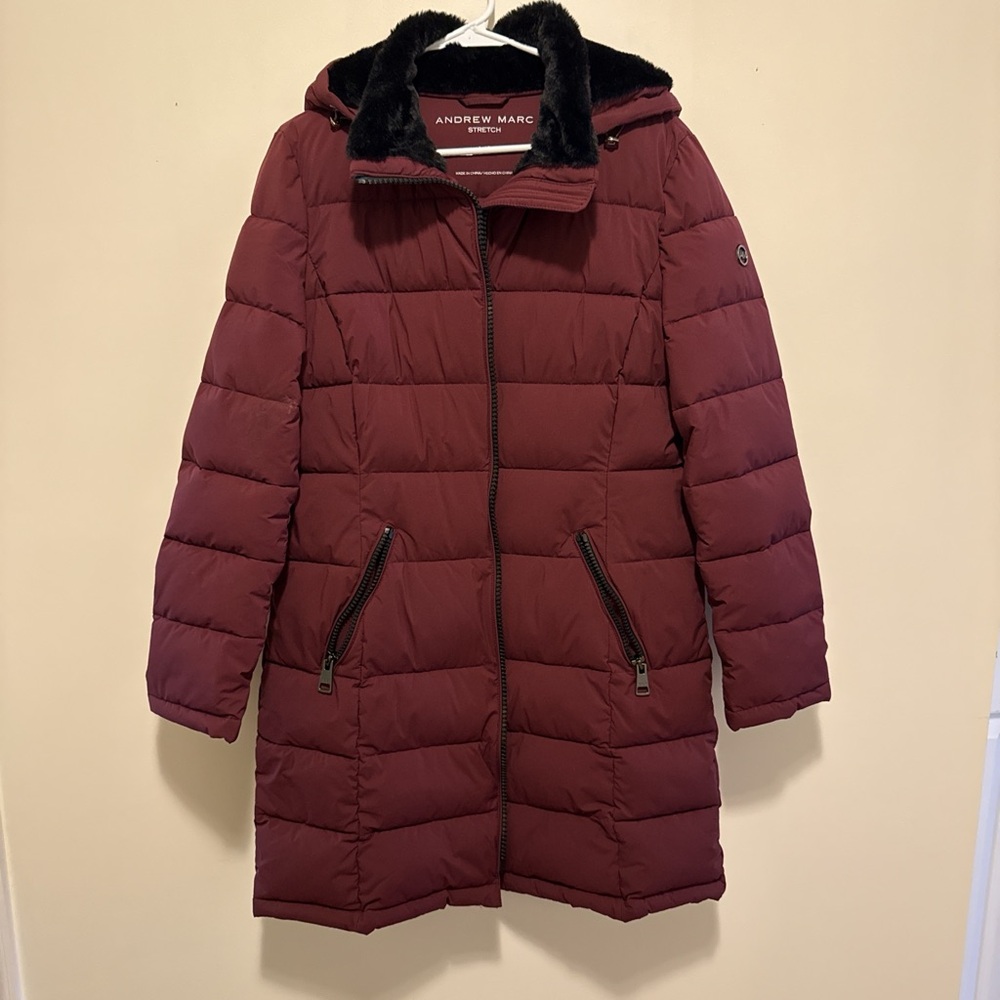 Andrew Marc Women's Deep Red Puffer Jacket